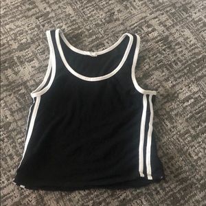 tank crop top two white stripes on the sides.